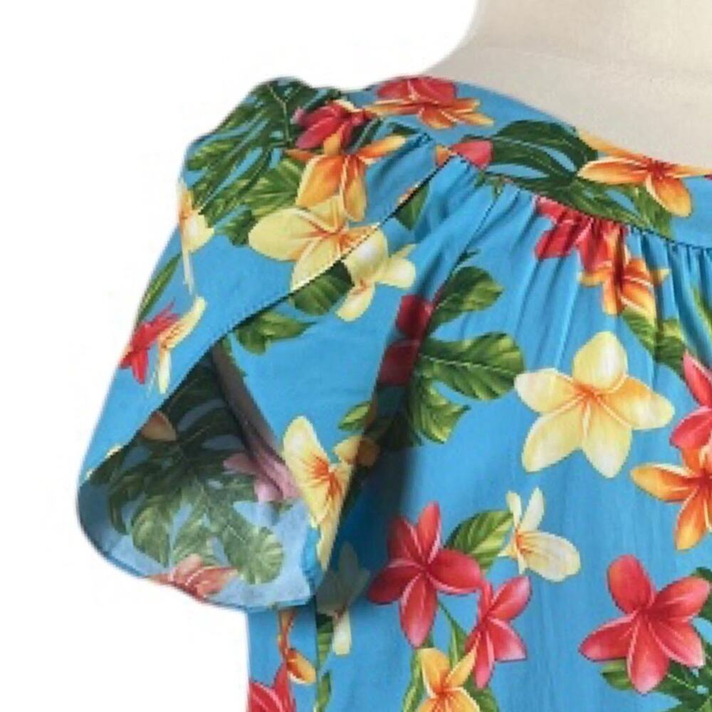Puanani RJC Hawaiian Vintage Dress Tulip Sleeve Tropical Floral Women Size Large - Picture 9 of 11